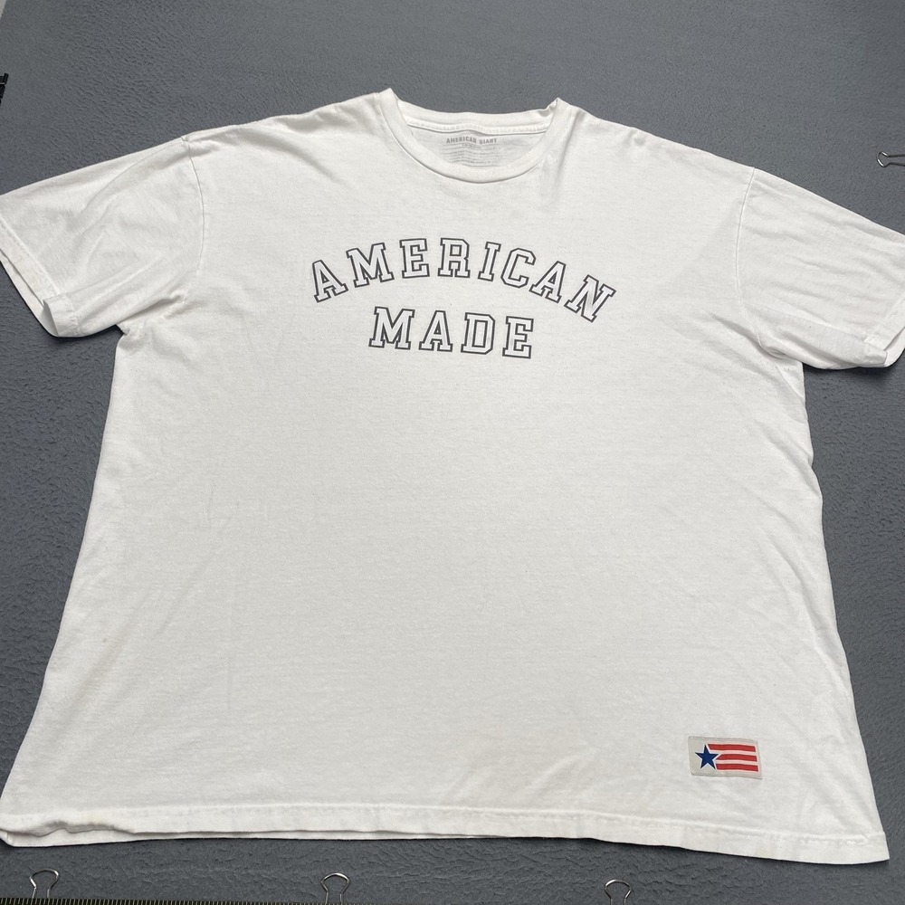 American Giant Shirt Mens 3XL White American Made Graphic Tee Patriotic USA Flag
